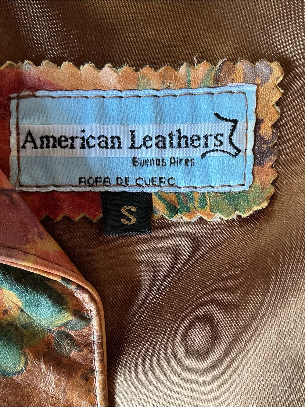 Vintage American Leathers Buenos Aires Floral Leather Jacket Size S - Picture 10 of 13